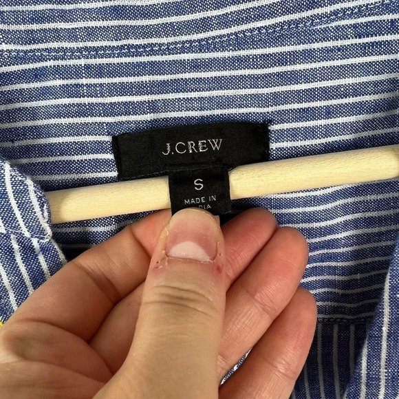 J. Crew • Embroidered V-neck Tunic in Stripe - Picture 4 of 10
